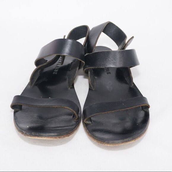 Everlane Black Leather Two Strap Sandals, Size 7 - Picture 6 of 8